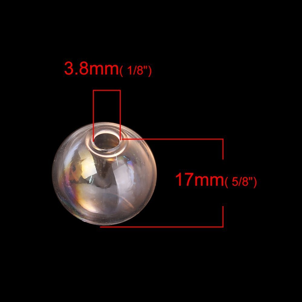 1 rund glaskula att fylla 17mm AB Clear