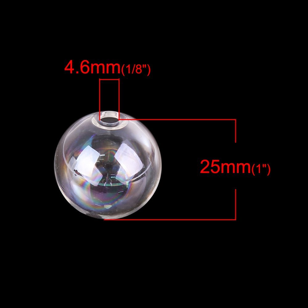 1 Rund glaskula 25mm AB Transparent att fylla
