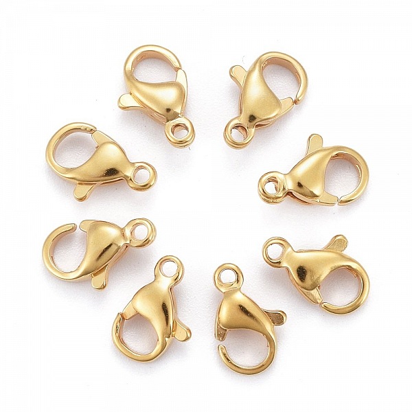 1 Fermoir Acier Inoxydable Plaqu&eacute; Or 24K Mousqueton 10 x 6 mm Dor&eacute;