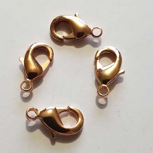 1 karbinhake med l&aring;s 15 x 08 mm Guld Ros&eacute;