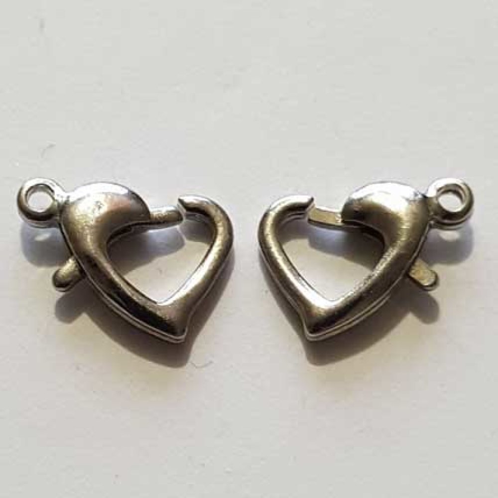 1 Hjärtlås 13 mm Silver Aged