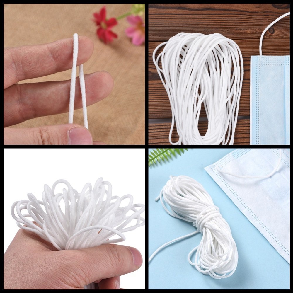 1 meter elastisk mask Polyester rund 2,3 mm Vit