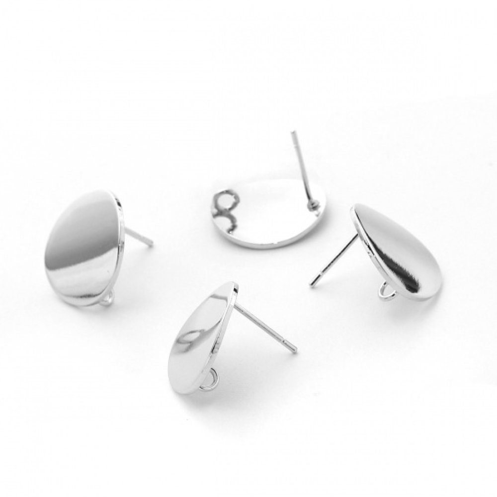 1 par 16mm platina pläterade runda chip örhängen