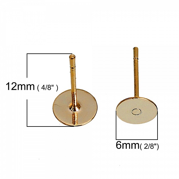 1 par 6 mm runda chip &ouml;rh&auml;ngen 14K guldpl&auml;terade N&deg;01
