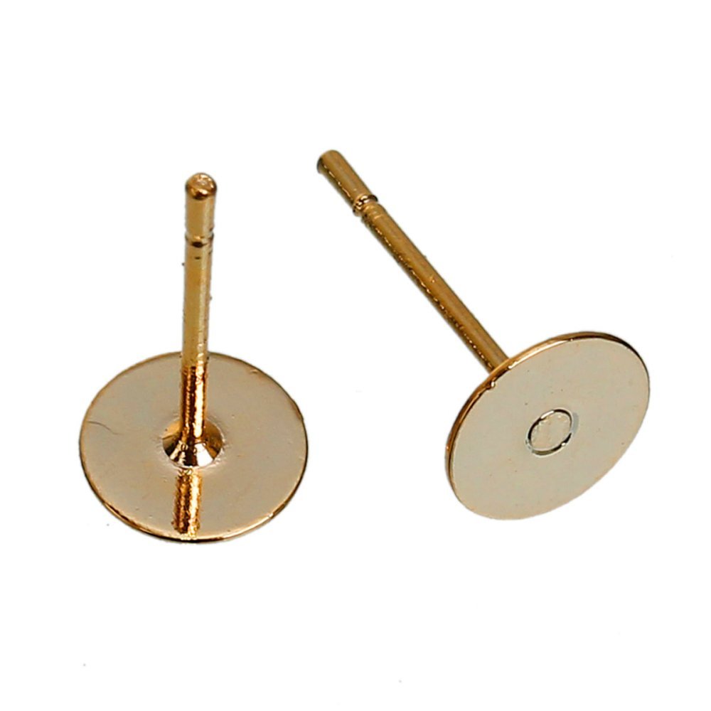 1 par 6 mm runda chip örhängen 14K guldpläterade N°01