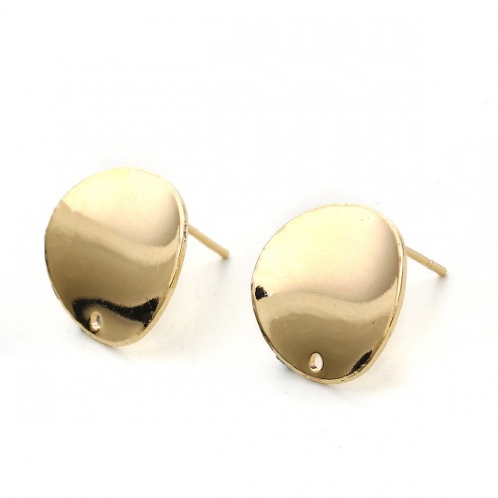 1 par 16 mm guldpläterade runda chip örhängen N°02