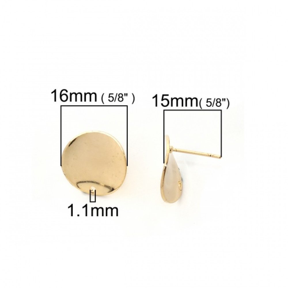 1 par 16 mm guldpläterade runda chip örhängen N°02