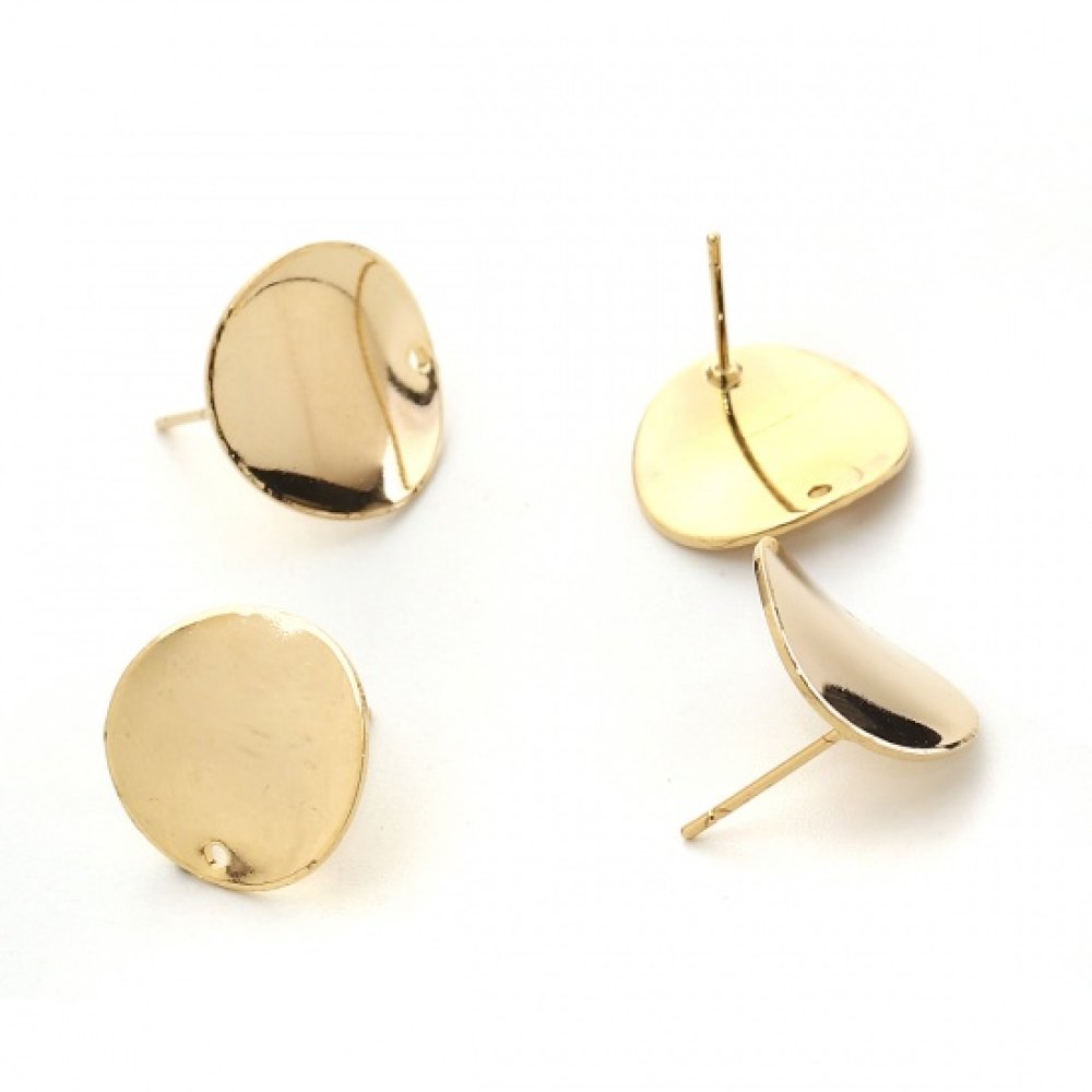 1 par 16 mm guldpläterade runda chip örhängen N°02