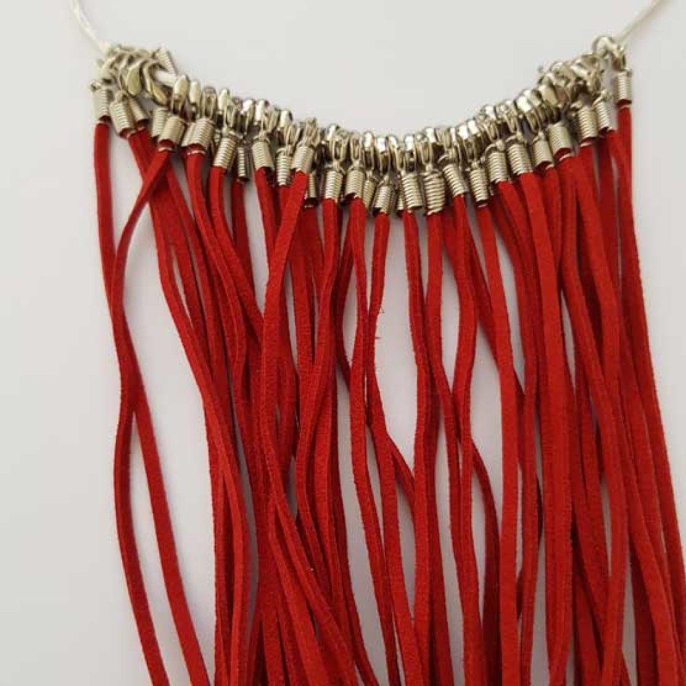 1 röd mocka choker 51 cm med karbinlås