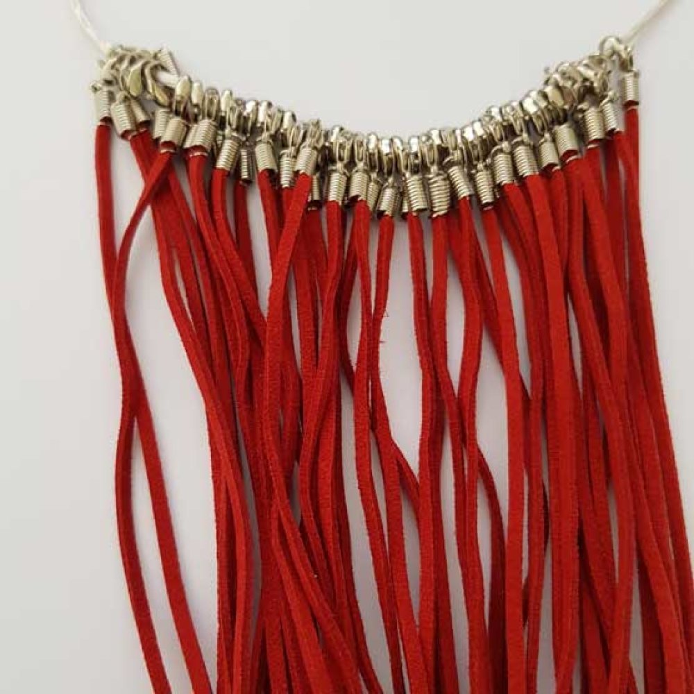1 röd mocka choker 51 cm med karbinlås