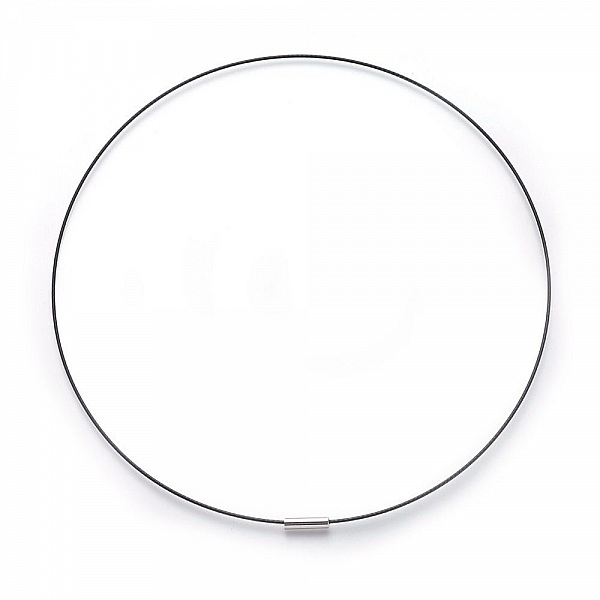 1 collier tour de cou fil c&acirc;bl&eacute; rigide noir fermoir aimant&eacute; N&deg;03
