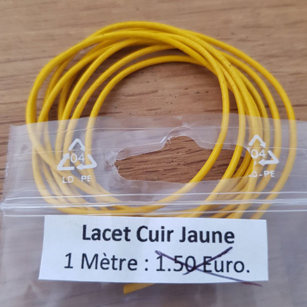 1 meter Rund slät lädersnodd Gul 1 mm