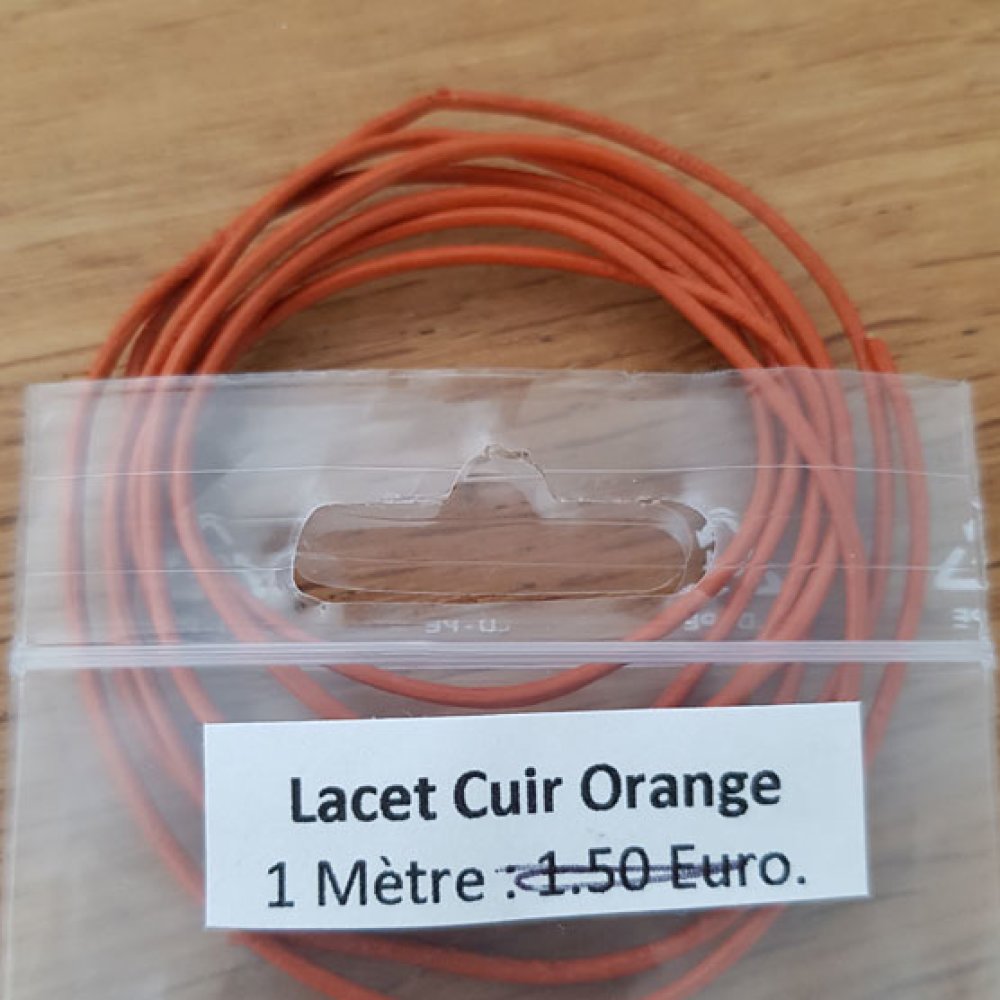 1 meter Slätt läder runt snöre Orange 1 mm