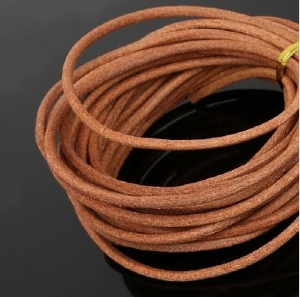 1 meter slätt läder rund sladd Naturlig 3 mm