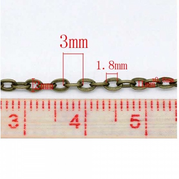 1 m&egrave;tre de chaine for&ccedil;at Bronze N&deg;05 3 x 2 mm