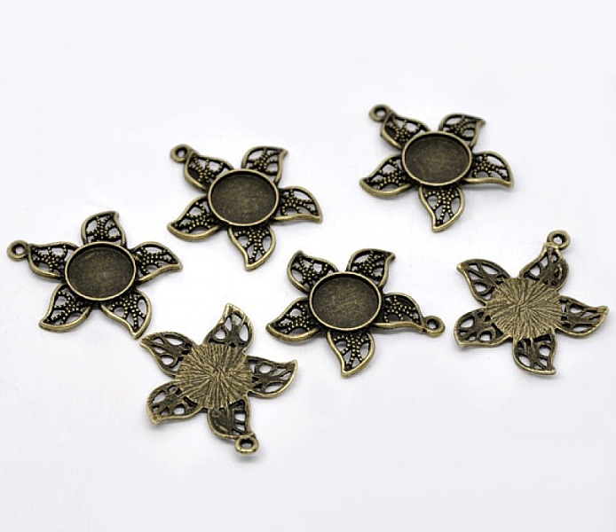 1 h&aring;llare f&ouml;r cabochon 12 mm N&deg;08 Brons