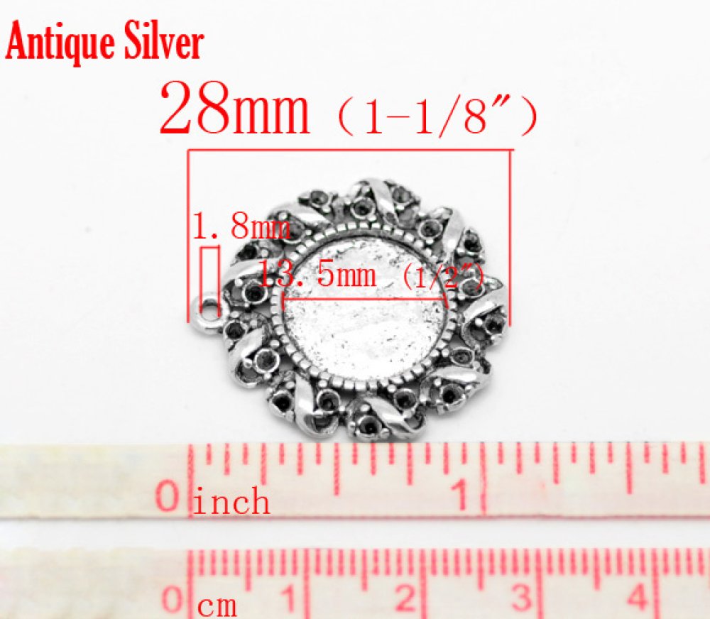 1 cabochonhållare 14 mm N°01 Silver