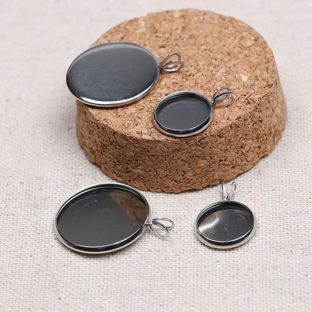 1 x 20 mm cabochonhållare i rostfritt stål N°06