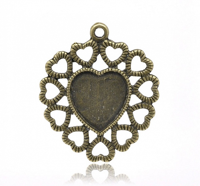 1 cabochonh&aring;llare Heart N&deg;01 Brons