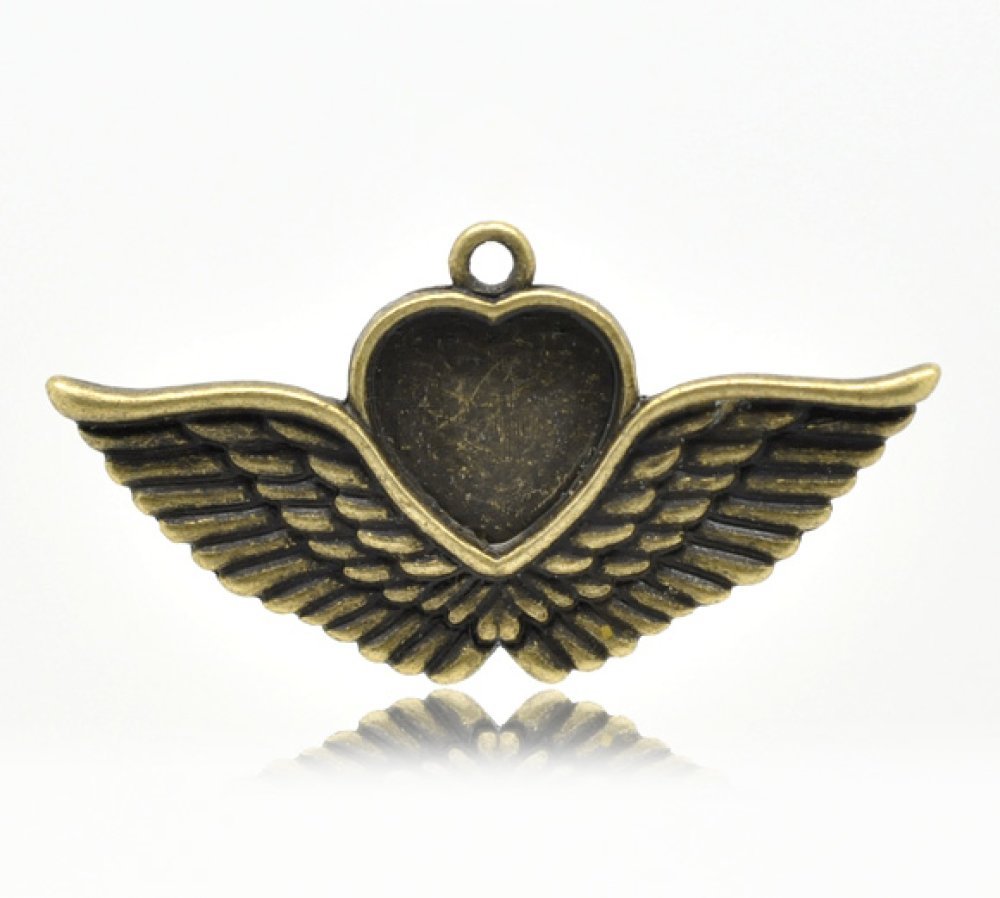 1 cabochonhållare Heart N°02 Brons