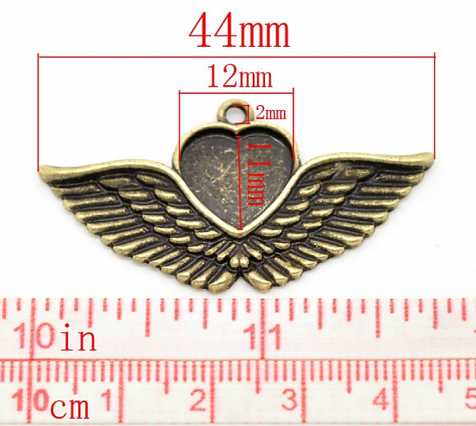 1 cabochonh&aring;llare Heart N&deg;02 Brons