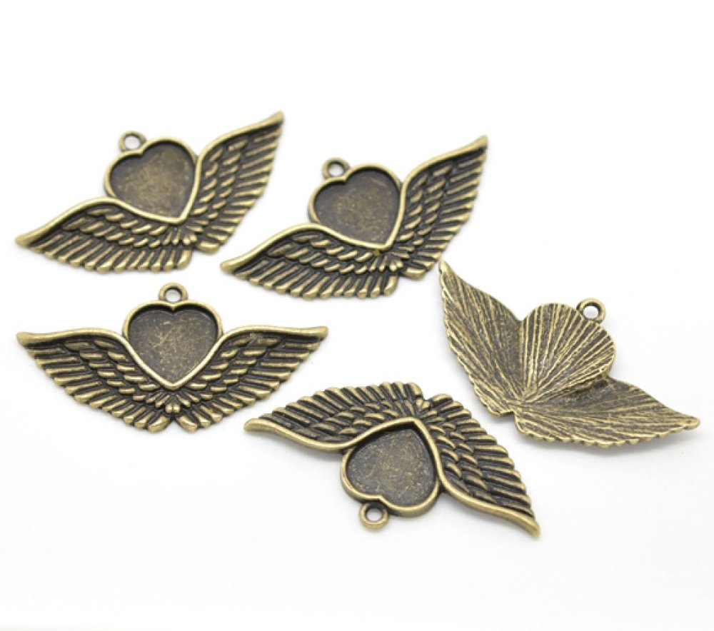 1 cabochonhållare Heart N°02 Brons