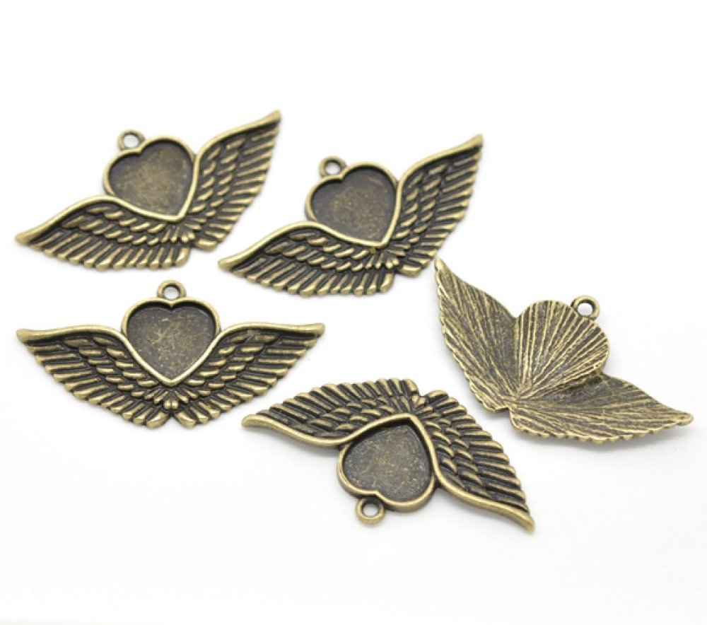 1 cabochonhållare Heart N°02 Brons