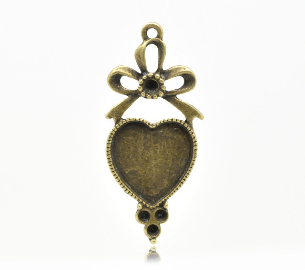 1 cabochonhållare Heart N°03 Brons