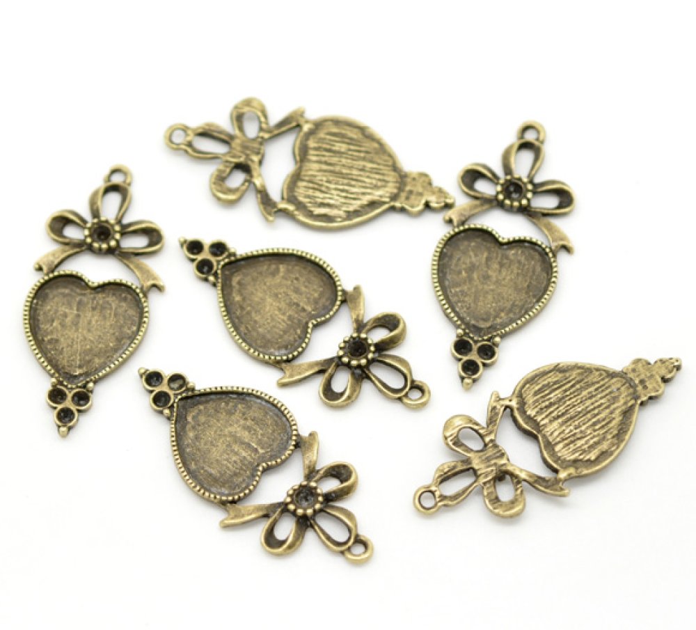 1 cabochonhållare Heart N°03 Brons