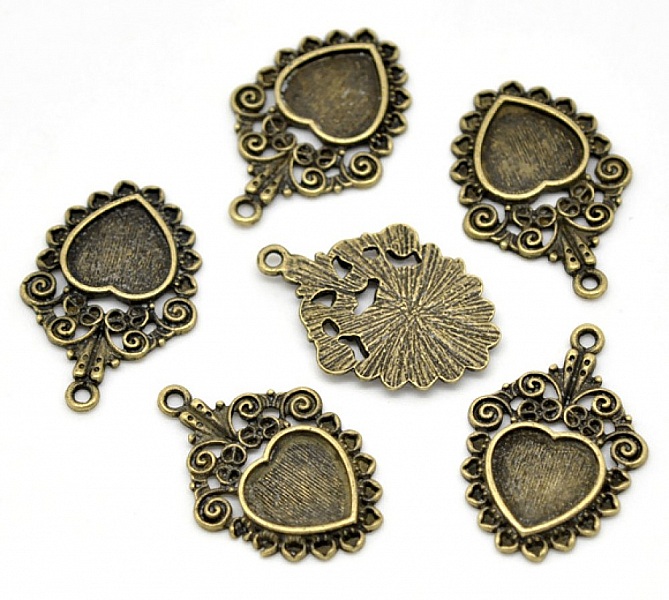 1 cabochonh&aring;llare Heart N&deg;04 Brons