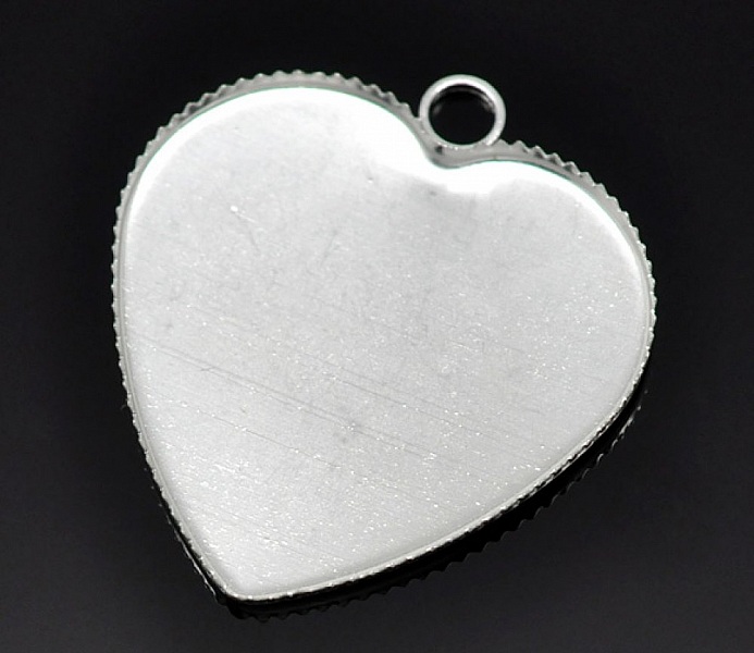 1 cabochonh&aring;llare Heart N&deg;05 Silver