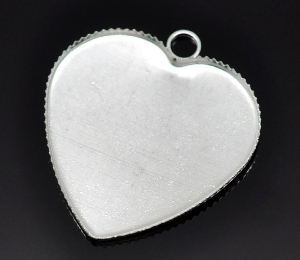 1 cabochonhållare Heart N°05 Silver