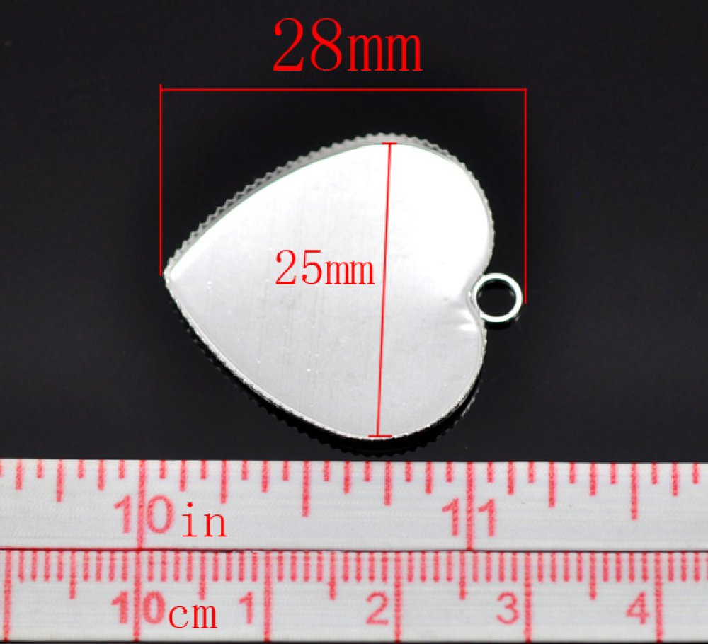1 cabochonhållare Heart N°05 Silver