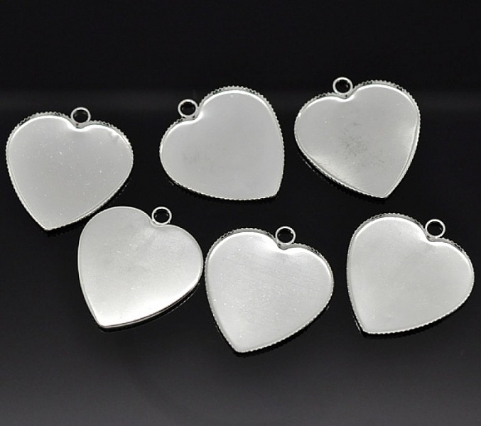 1 cabochonh&aring;llare Heart N&deg;05 Silver