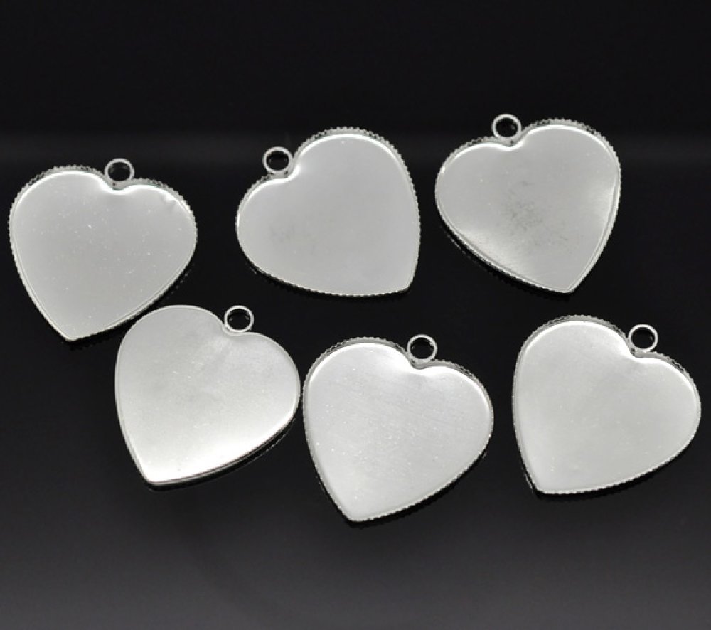 1 cabochonhållare Heart N°05 Silver