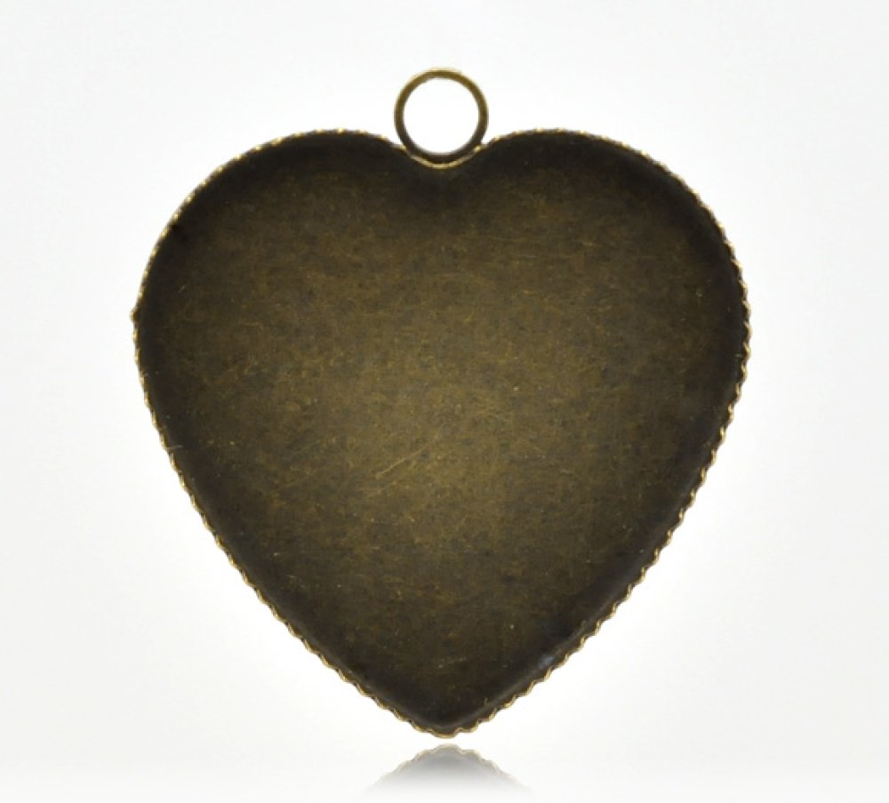 1 cabochonhållare Heart N°05 Brons