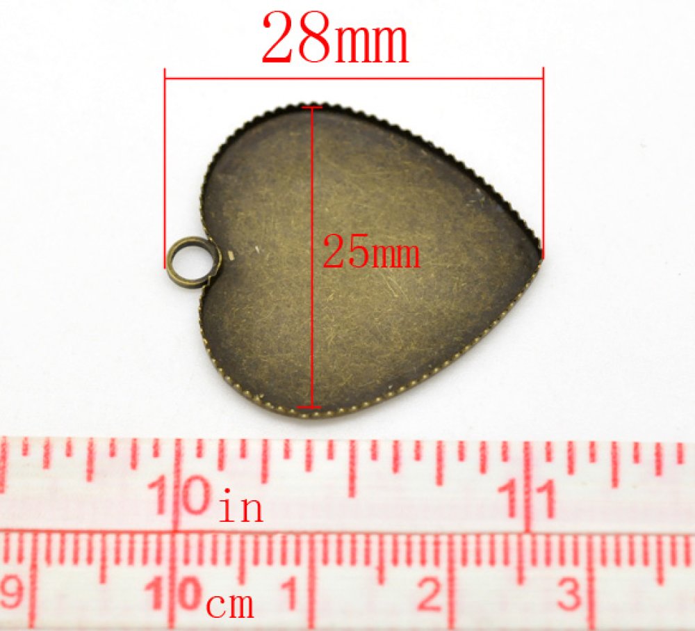 1 cabochonhållare Heart N°05 Brons