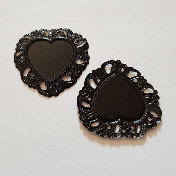 1 support cabochon C&oelig;ur N&deg;08 Noir