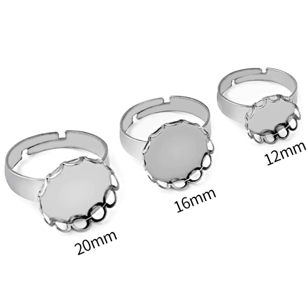 1 ring cabochonhållare 20 mm Silver N°07