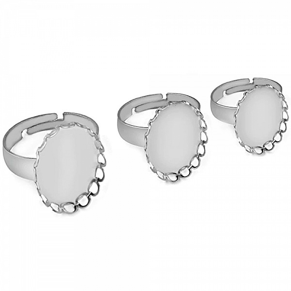 1 ring cabochonh&aring;llare 13 x 18 mm Silver N&deg;08