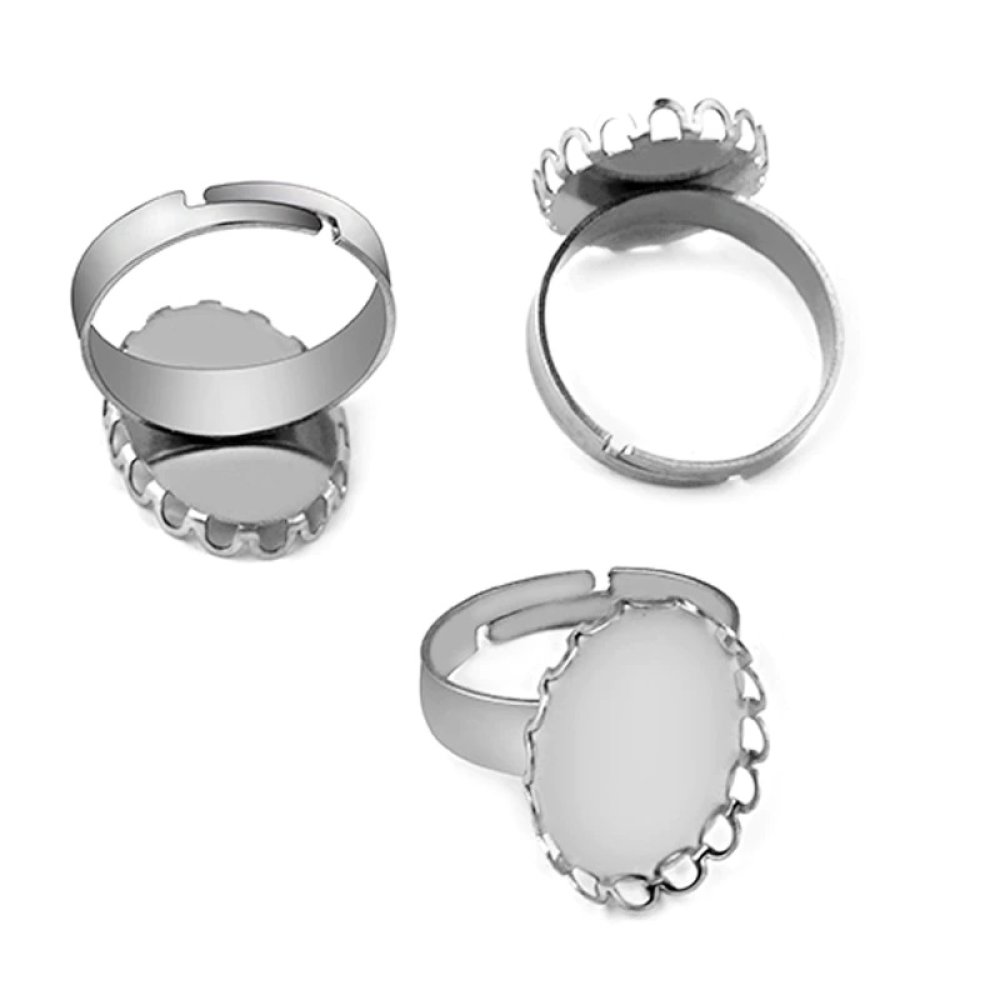 1 ring cabochonhållare 13 x 18 mm Silver N°08