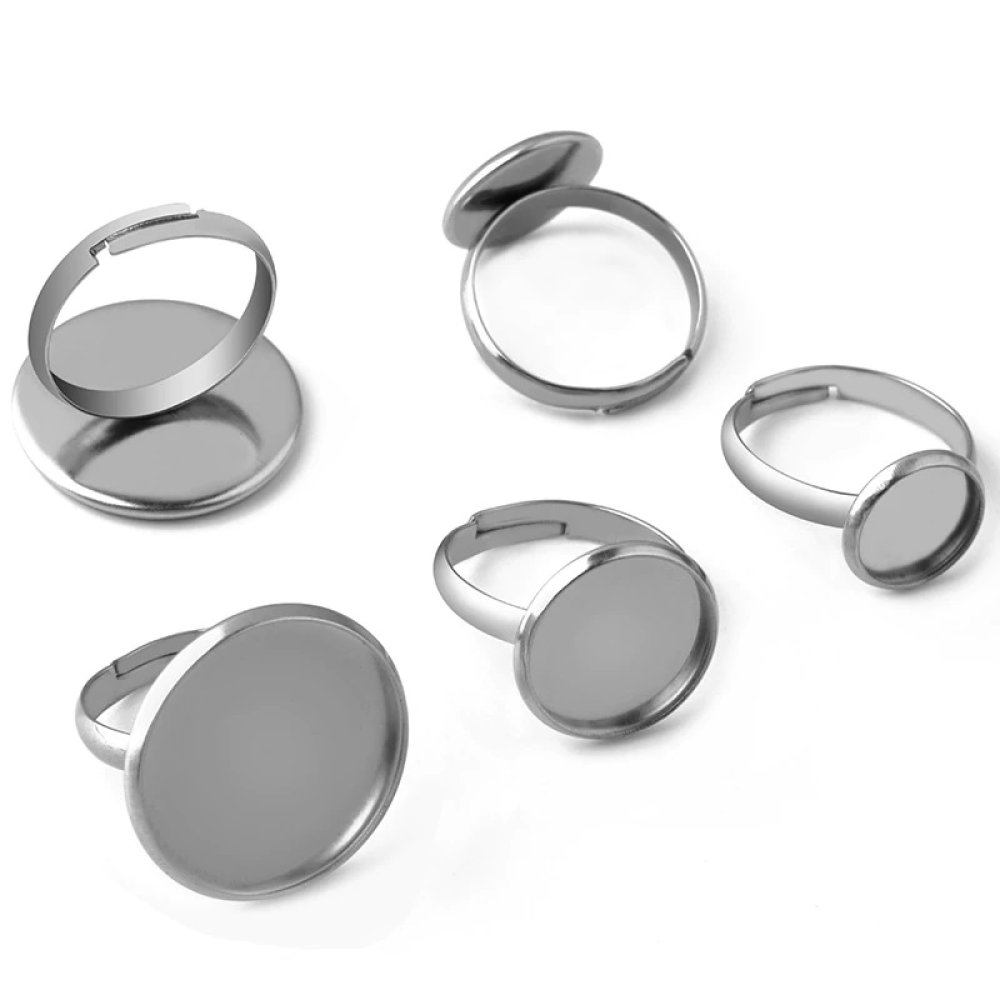 1 ring cabochonhållare 14 mm Silver N°04