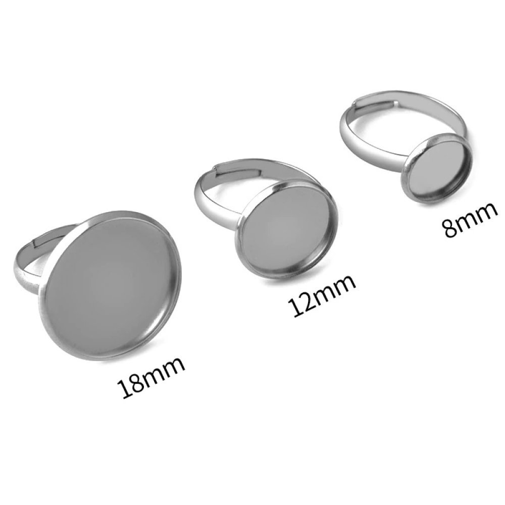 1 ring cabochonhållare 16 mm silver n°04
