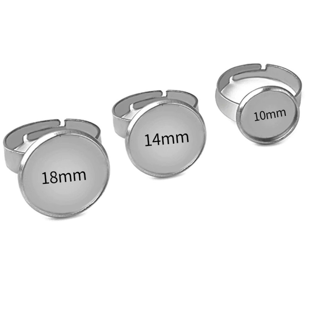 1 ring cabochonhållare 18 mm Silver N°04
