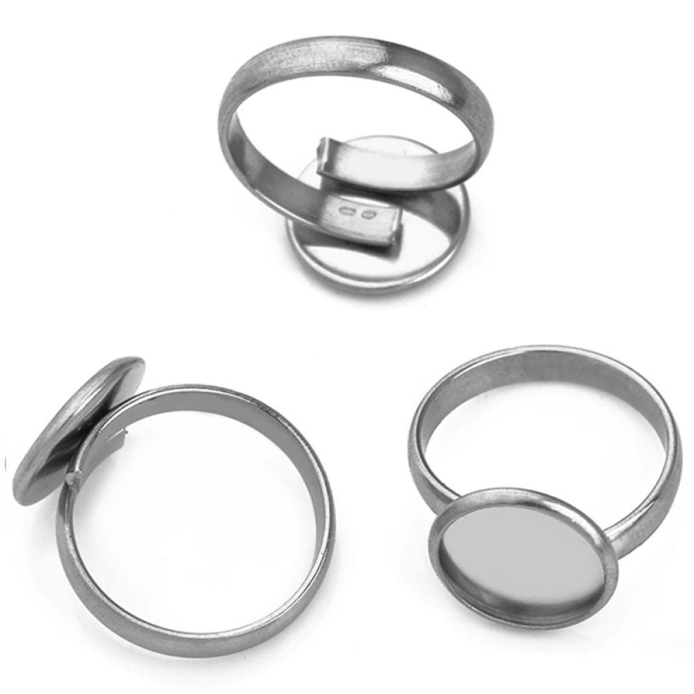 1 ring cabochonhållare 12 mm Silver N°05