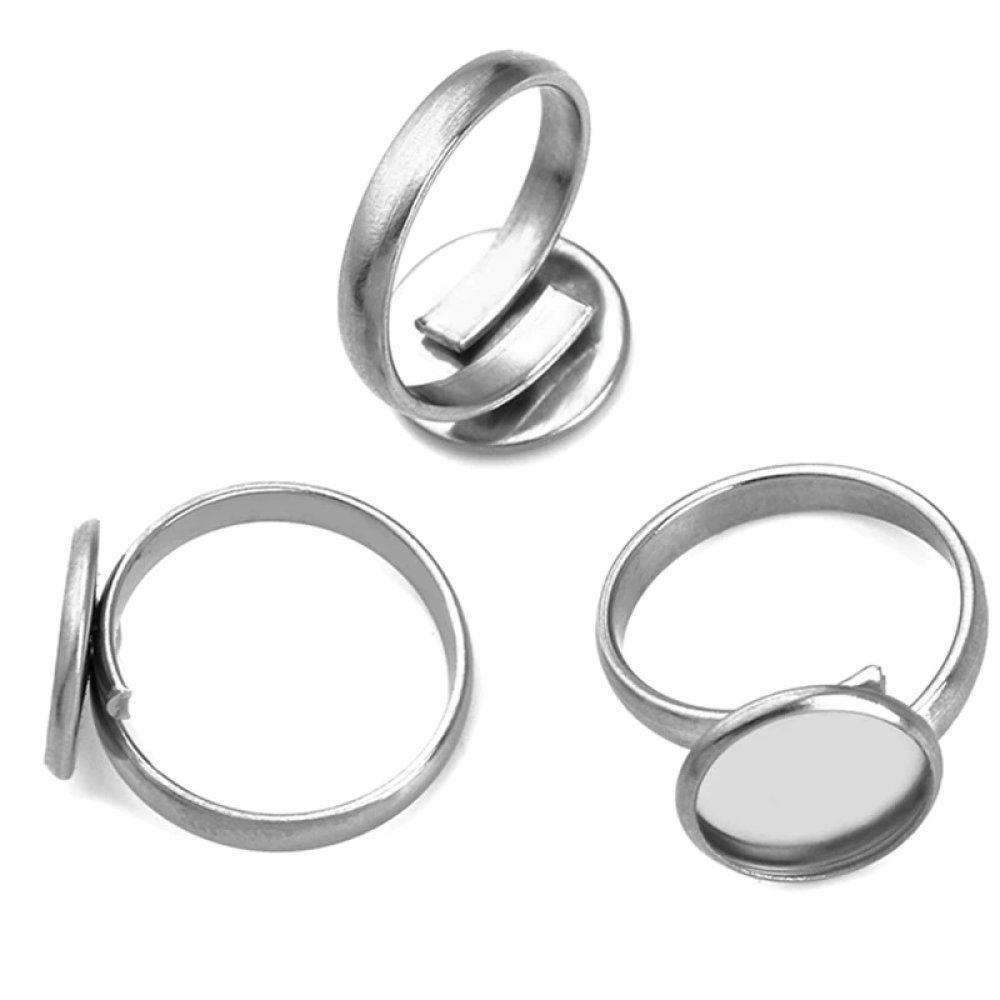 1 ring cabochonhållare 12 mm Silver N°05