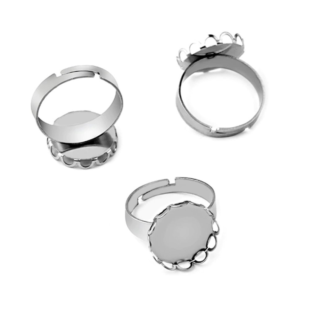 1 ring cabochonhållare 12 mm Silver N°07