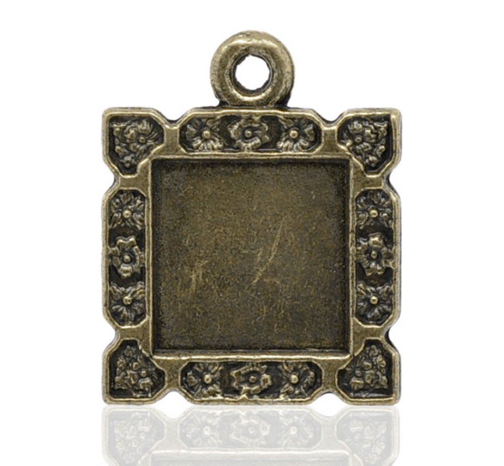 1 fyrkantig cabochonhållare N°01 Brons