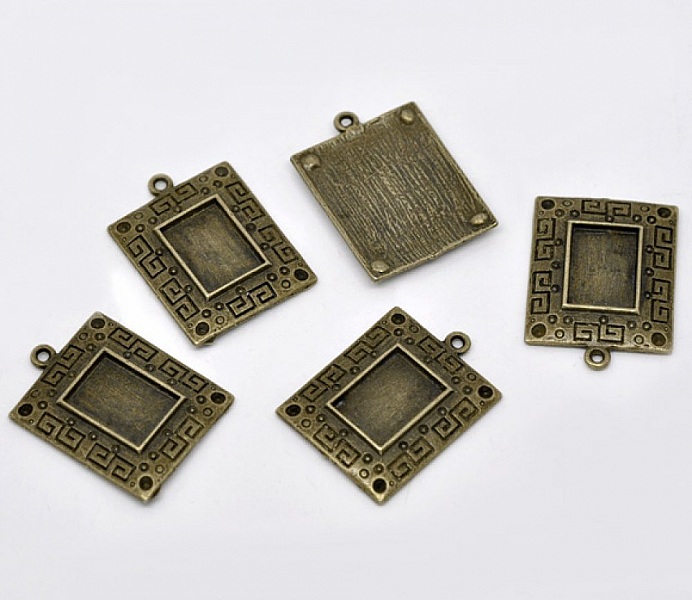 1 rektangul&auml;r cabochonh&aring;llare N&deg;01 Brons