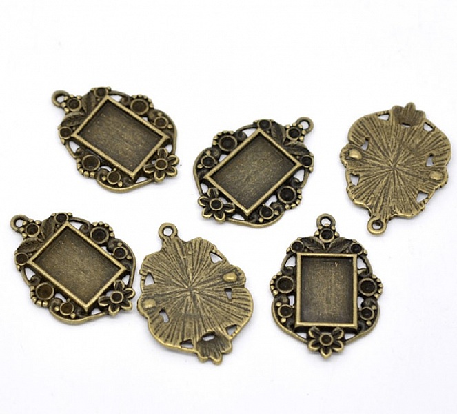 1 rektangul&auml;r cabochonh&aring;llare N&deg;03 Brons